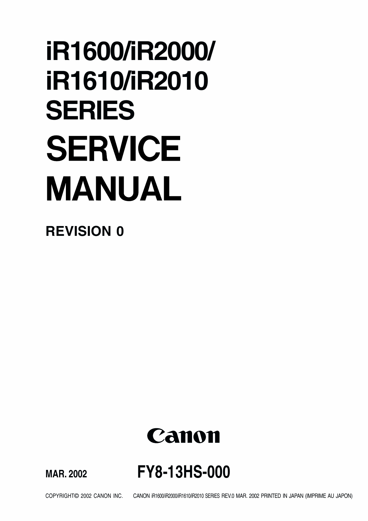 Canon imageRUNNER-iR 1600 1610 2000 2010 F Service Manual-1